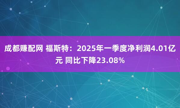 成都赚配网 福斯特：2025年一季度净利润4.01亿元 同比下降23.08%